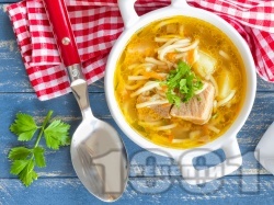 Вкусна бистра супа с картофи, свинско месо и фиде (без застройка) - снимка на рецептата Вкусна бистра супа с картофи, свинско месо и фиде (без застройка) - снимка на рецептата
